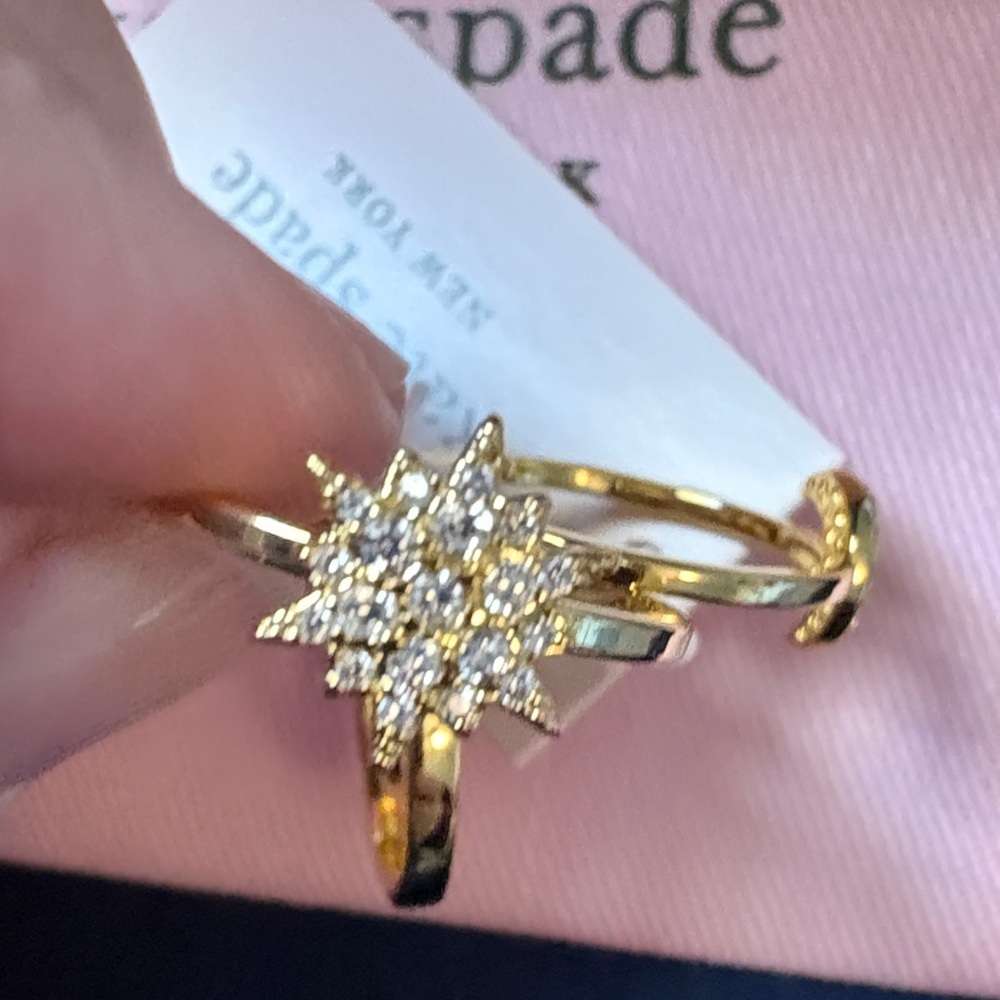 Kate Spade Gold and Pearl Starburst Ring Set- 3 separate rings that stack - Picture 6 of 8